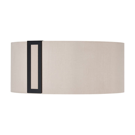 Sigma Lamp Shade in satin black, an oval drum-style shade with a rectangular cut-out bracket detail, shown on a plain white background.