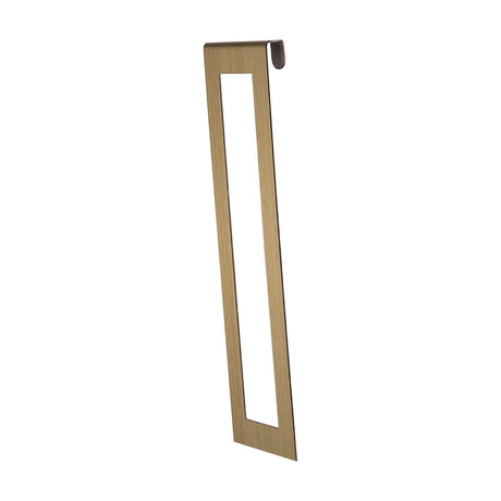 Sigma Lamp Shade frame, 17cm tall, in antique brass steel with a narrow open rectangular design, shown on a plain white background.