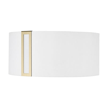 Sigma Lamp Shade 17cm High in white fabric with a narrow antique brass vertical fitting, shown against a plain white background.