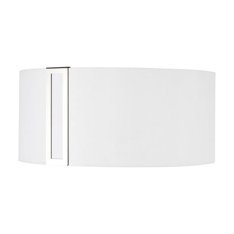 Sigma Lamp Shade 17cm High in Chrome, an oval white drum-style shade with a slim vertical chrome bracket detail at the seam, shown on a plain white background.