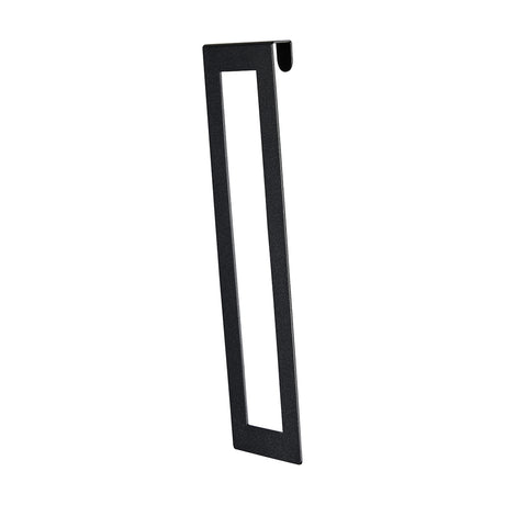 Sigma Lamp Shade 17cm High in satin black steel, a slim rectangular open-frame clip-on detail with a curved top hook, shown against a plain white background.