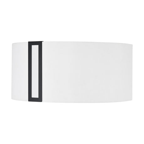 Sigma Lamp Shade 17cm High in white fabric with a slim satin black vertical bracket detail on one side, shown against a plain white background.