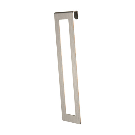 Sigma Lamp Shade 17cm High in satin nickel, a slim rectangular open-frame trim with a curved top hook, shown at an angle on a plain white background.