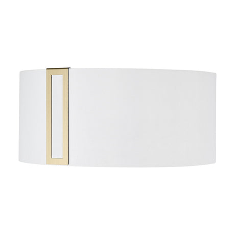 Sigma Lamp Shade 18cm High in white fabric with a rectangular antique brass fitting on one side, shown against a plain white background.