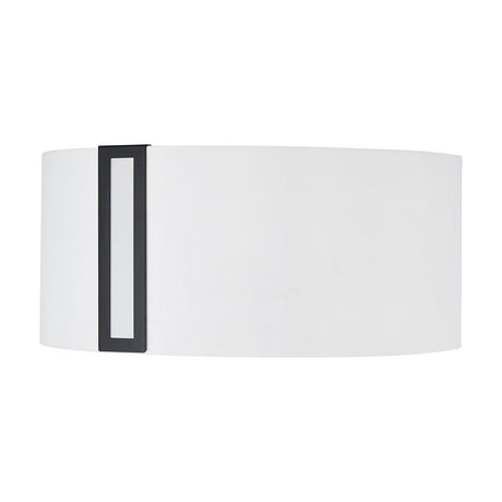 Sigma Lamp Shade 18cm High in white fabric with a slim satin black vertical bracket and cut-out detail, shown on a plain white background.