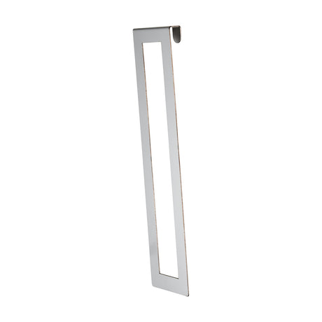 Sigma Lamp Shade detail in chrome, a narrow 20cm tall steel frame with an open rectangular cut-out and curved top hook, shown on a plain white background.