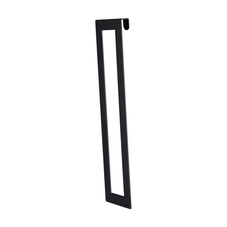 Sigma Lamp Shade trim in satin black steel, a slim 20cm vertical strip with a hook top, shown at an angle on a plain white background.