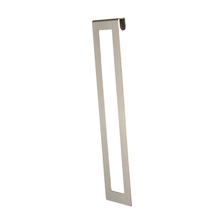 Sigma Lamp Shade 20cm High in satin nickel, a slim rectangular open-frame steel shade with a curved top hook, shown on a plain white background.