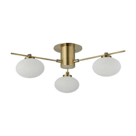 Addie 3 Light G9 Flush Ceiling Light 50cm - Antique Brass