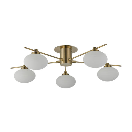 Addie 5 Light G9 Flush Ceiling Light 60cm - Antique Brass