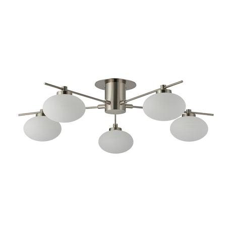 Addie 5 Light G9 Flush Ceiling Light 60cm - Satin Nickel