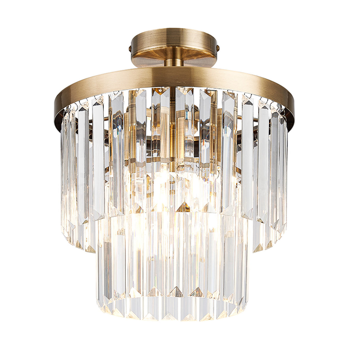 Cosette 3 Light E14 Semi Flush Ceiling Light 30cm - Antique Brass
