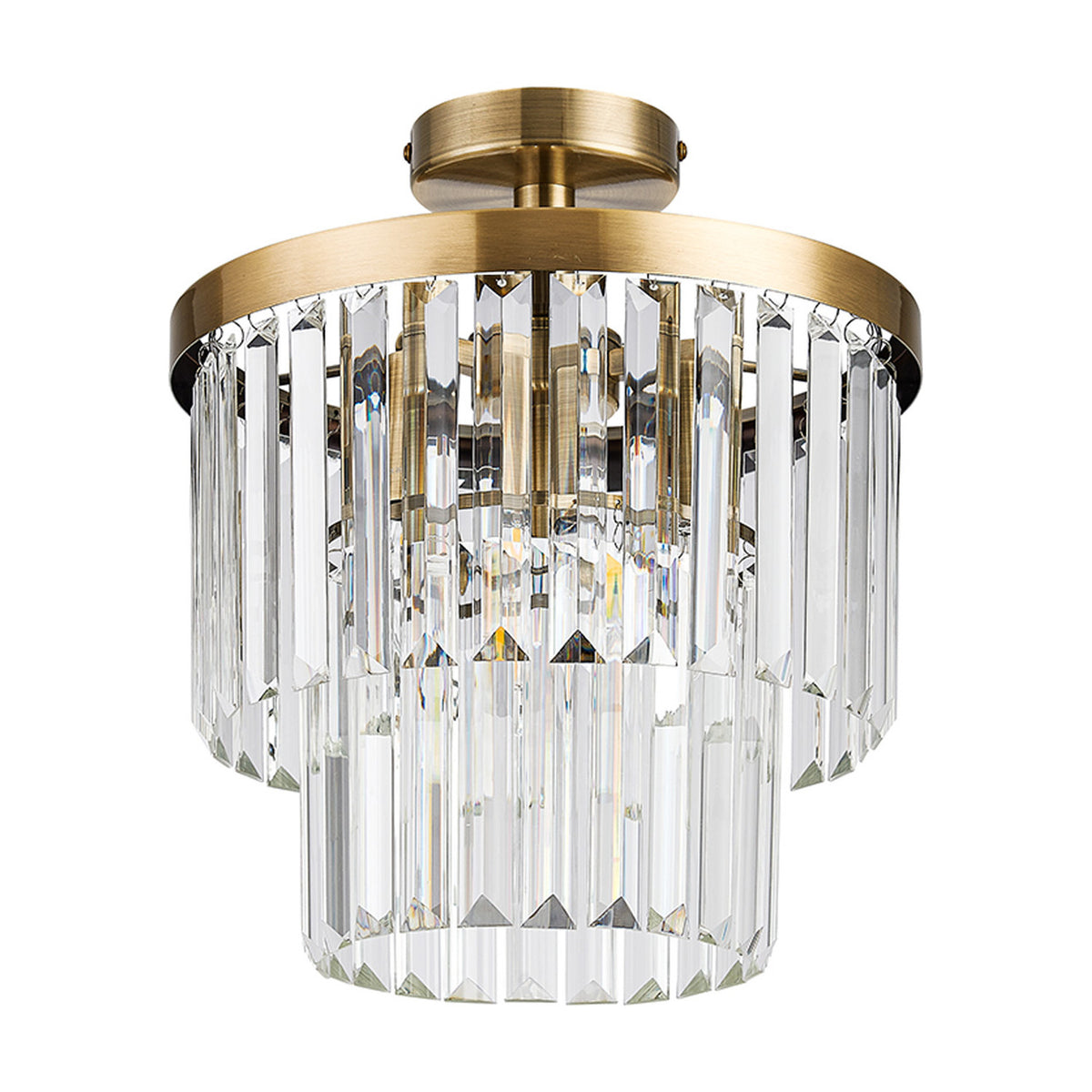 Cosette 3 Light E14 Semi Flush Ceiling Light 30cm - Antique Brass