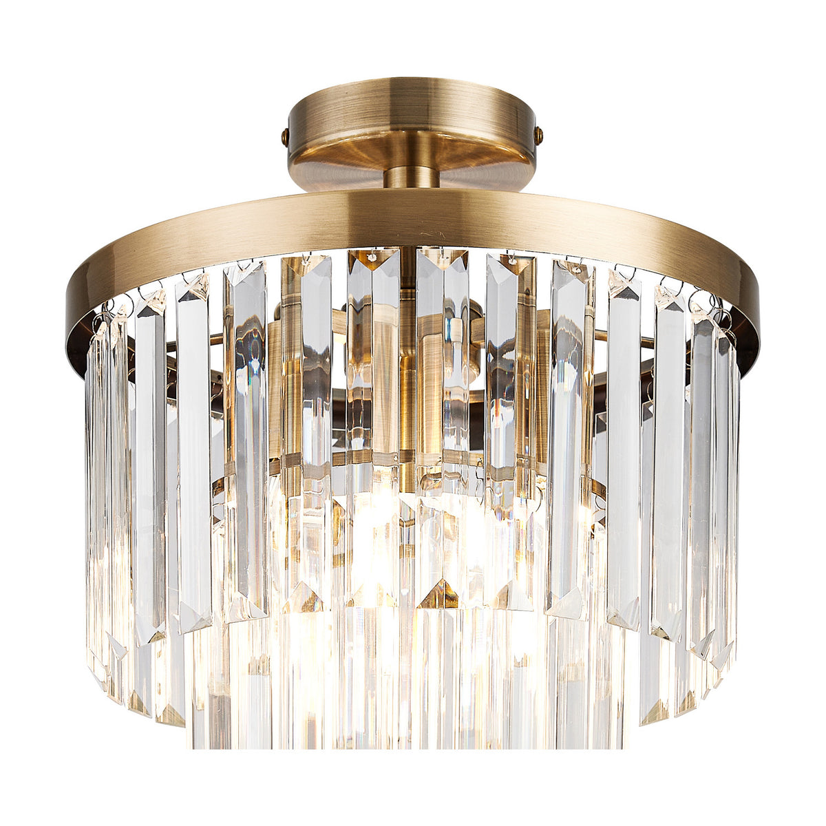 Cosette 3 Light E14 Semi Flush Ceiling Light 30cm - Antique Brass