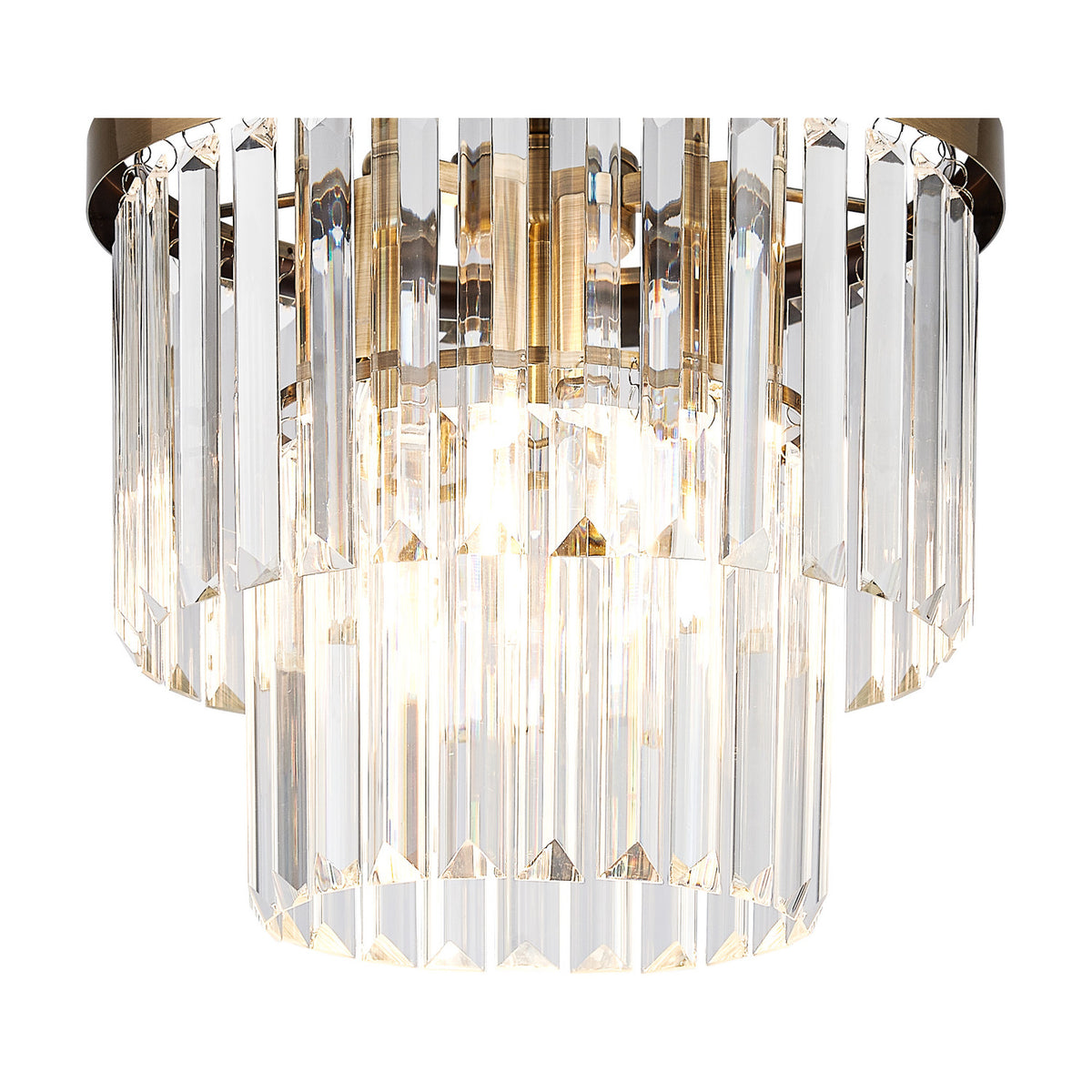 Cosette 3 Light E14 Semi Flush Ceiling Light 30cm - Antique Brass