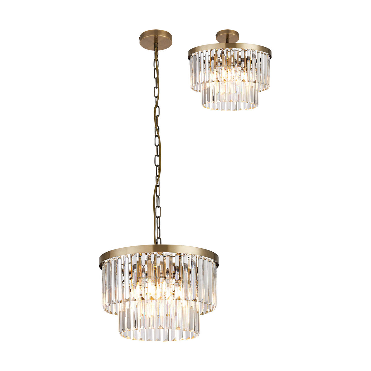 Cosette 4 Light E14 Semi Flush Ceiling Light 40cm - Antique Brass