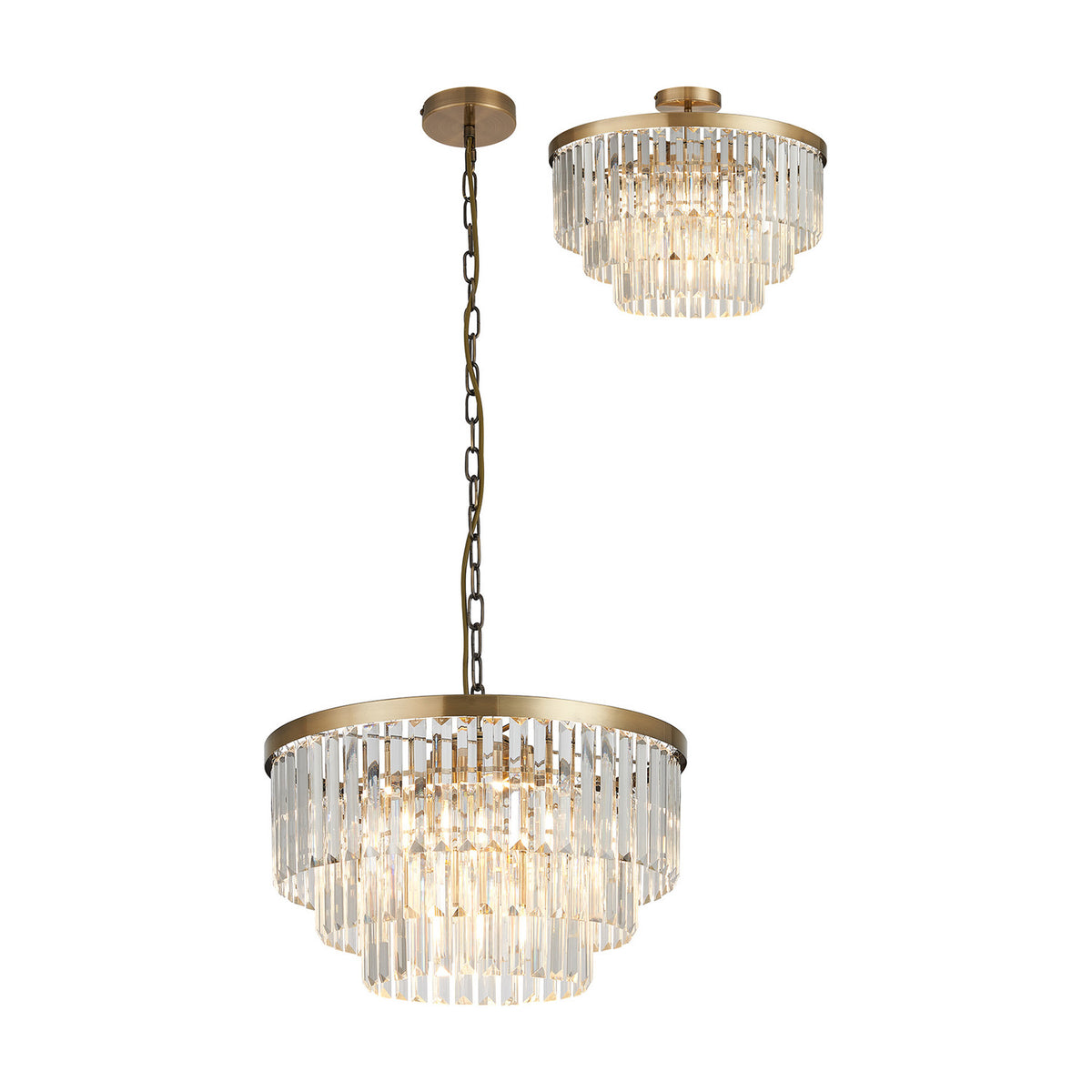 Cosette 5 Light E14 Semi Flush Ceiling Light 50cm - Antique Brass