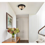 Macy 2 Light E14 Flush Ceiling Light 28.5cm - Satin Black