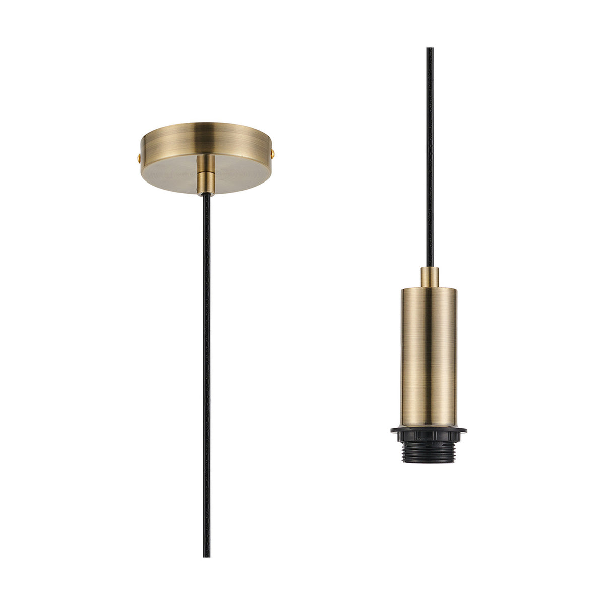Wick E27 Pendant Light 10cm Dia 1.7m Drop - Antique Brass
