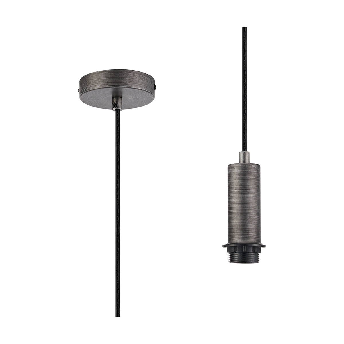 Wick E27 Pendant Light 10cm Dia 1.7m Drop - Aged Pewter