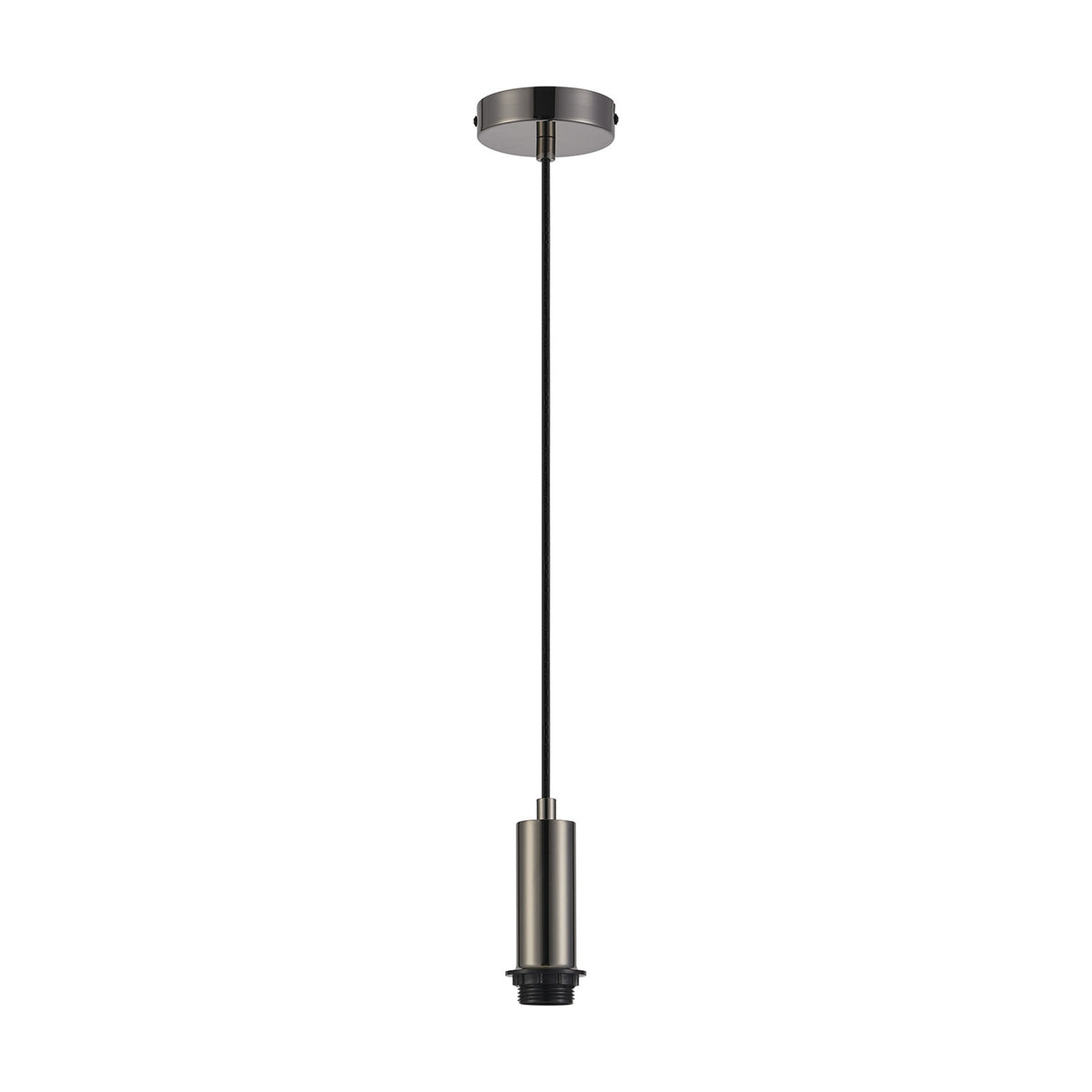 Wick E27 Pendant Light 10cm Dia 1.7m Drop - Black Chrome