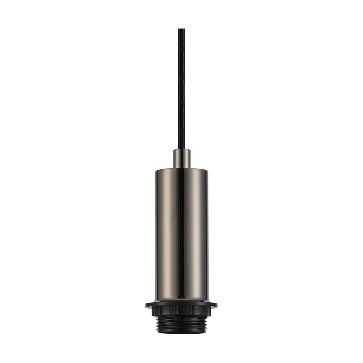 Wick E27 Pendant Light 10cm Dia 1.7m Drop - Black Chrome