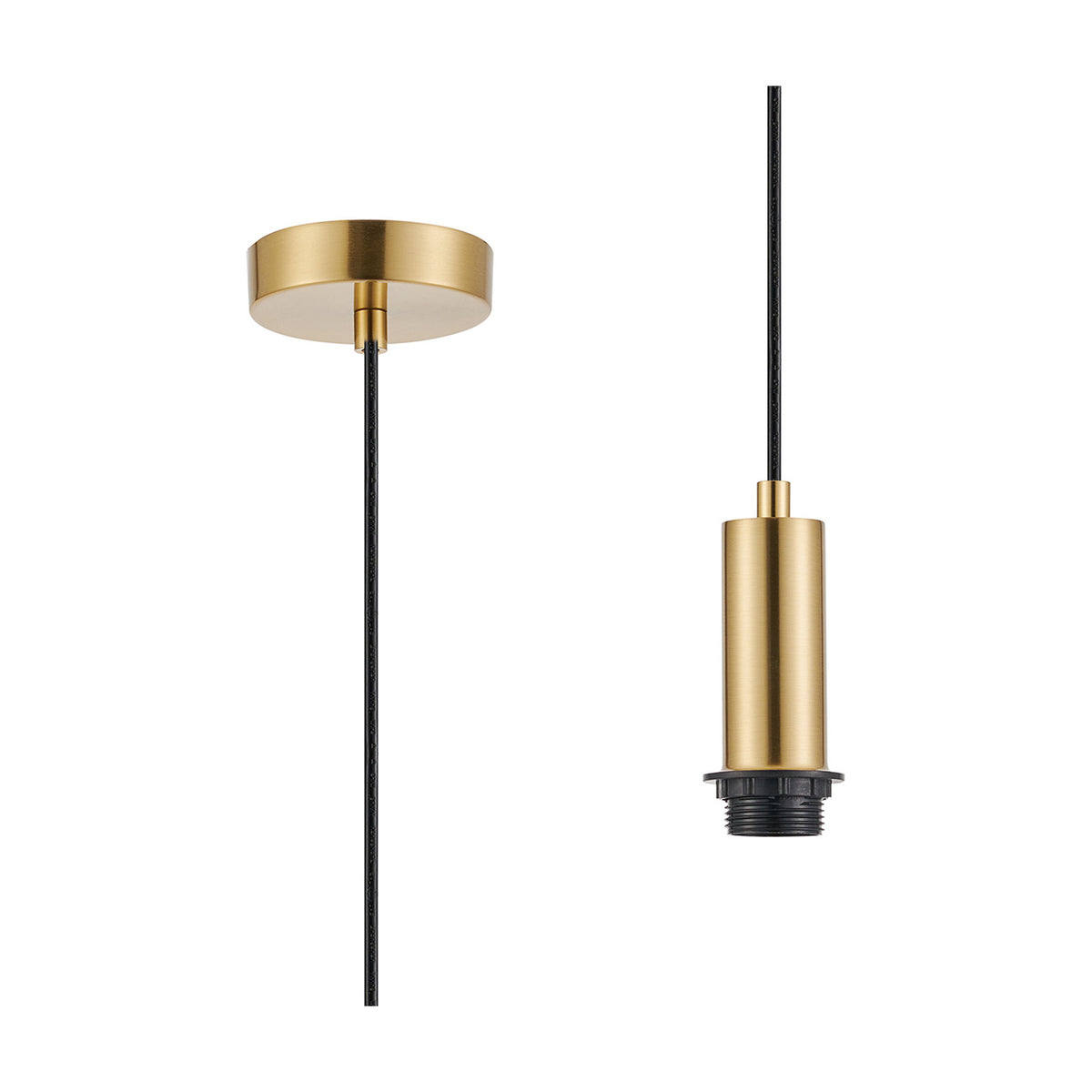 Wick E27 Pendant Light 10cm Dia 1.7m Drop - Brass Gold