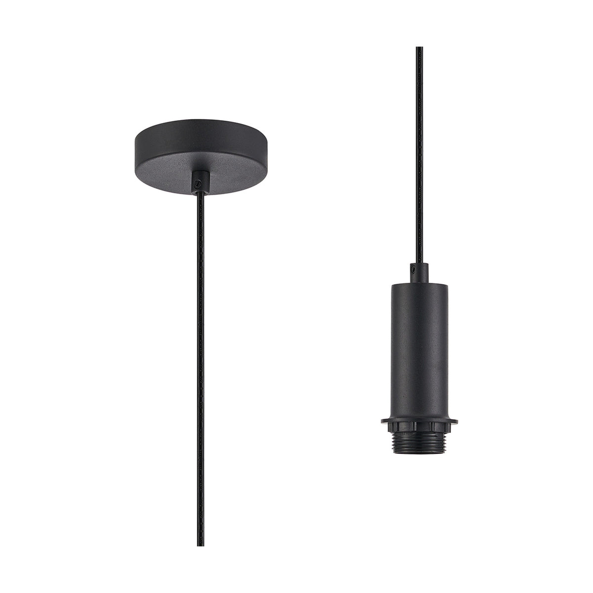 Wick E27 Pendant Light 10cm Dia 1.7m Drop - Satin Black