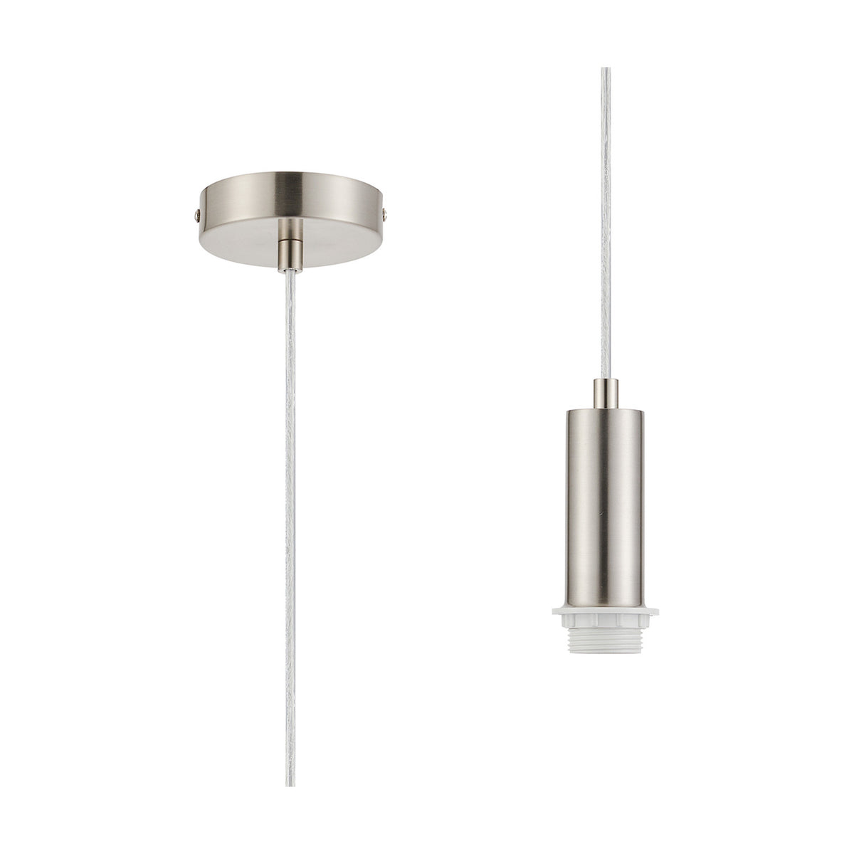 Wick E27 Pendant Light 10cm Dia 1.7m Drop - Satin Nickel