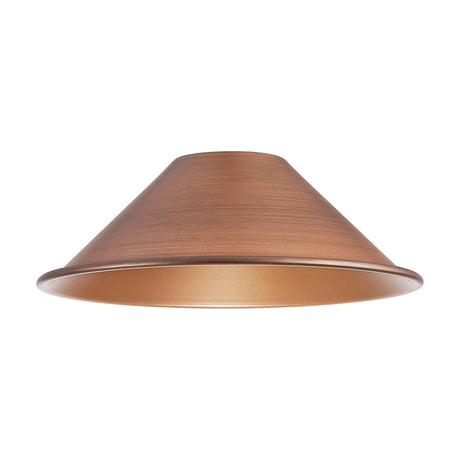 Dreifa Curved Lamp Shade 21cm in painted antique copper, a shallow metal cone with a gold-toned interior, shown on a plain white background.