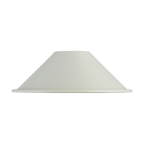 Dreifa Curved Lamp Shade 21cm in beige stone metal, a shallow wide cone with a low profile, shown side-on against a plain white background.