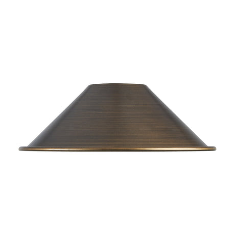 Dreifa Curved Lamp Shade 21cm in painted bronze, a shallow wide metal cone with a gently flared rim, shown against a plain white background.
