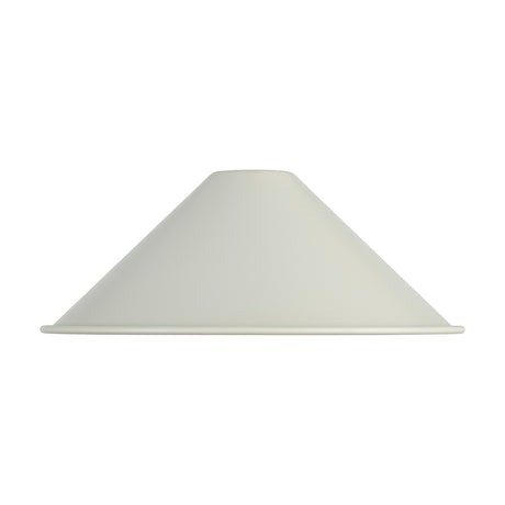Dreifa Curved Lamp Shade 30cm in beige stone, a shallow cone with a gently curved metal profile, shown against a plain white background.