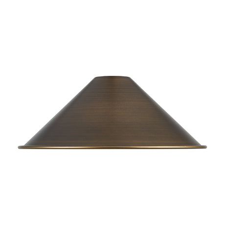 Dreifa Curved Lamp Shade 30cm in painted bronze, a wide shallow cone-shaped metal shade with a subtle rim highlight, shown against a plain white background.