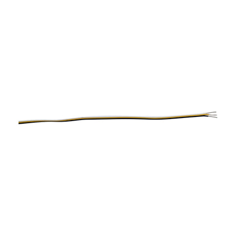 Cavo Cable 1m lighting accessory wire with three flexible cores in white, yellow and black PVC insulation, stripped ends exposed, on a plain white background.