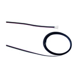 Cavo 4 core copper cable, 0.5mm RGB LED strip wire with black PVC jacket and coloured internal cores, shown coiled and unrolled with stripped ends on a white background.