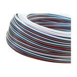Coiled 5-core copper cable for RGBW LED strips, with red, green, blue, black and white insulated wires bundled together, shown on a plain white background.