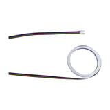 Cavo 6-core 0.5mm copper cable for RGB CCT LED strip, flat white PVC flex with colour-coded wires, shown coiled and straight on a plain white background.