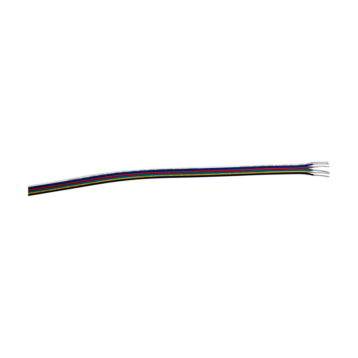 Cavo 6-core copper cable, 0.5mm flat flex for RGB CCT LED strips, colour-coded conductors with stripped ends, shown on a plain white background.