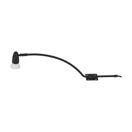 Lex Type A Cable in black: a curved iron arm lighting accessory with a tiltable GU10 head, white diffuser, and mounting bracket, shown on a plain white background.