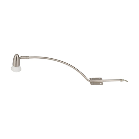 Lex Type A cable-mounted light fitting, 53.5cm long, with a bullet-shaped satin nickel head, curved arm, mounting bracket, and connector cable, shown on a white background.