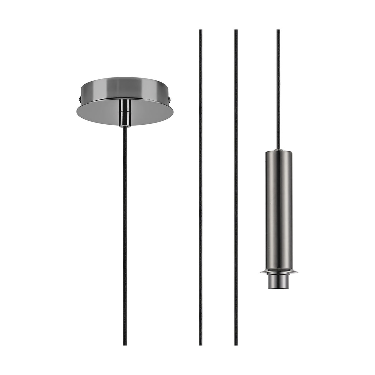 Wick Single G9 Pendant Light 11cm Dia 5m Drop - Black Chrome