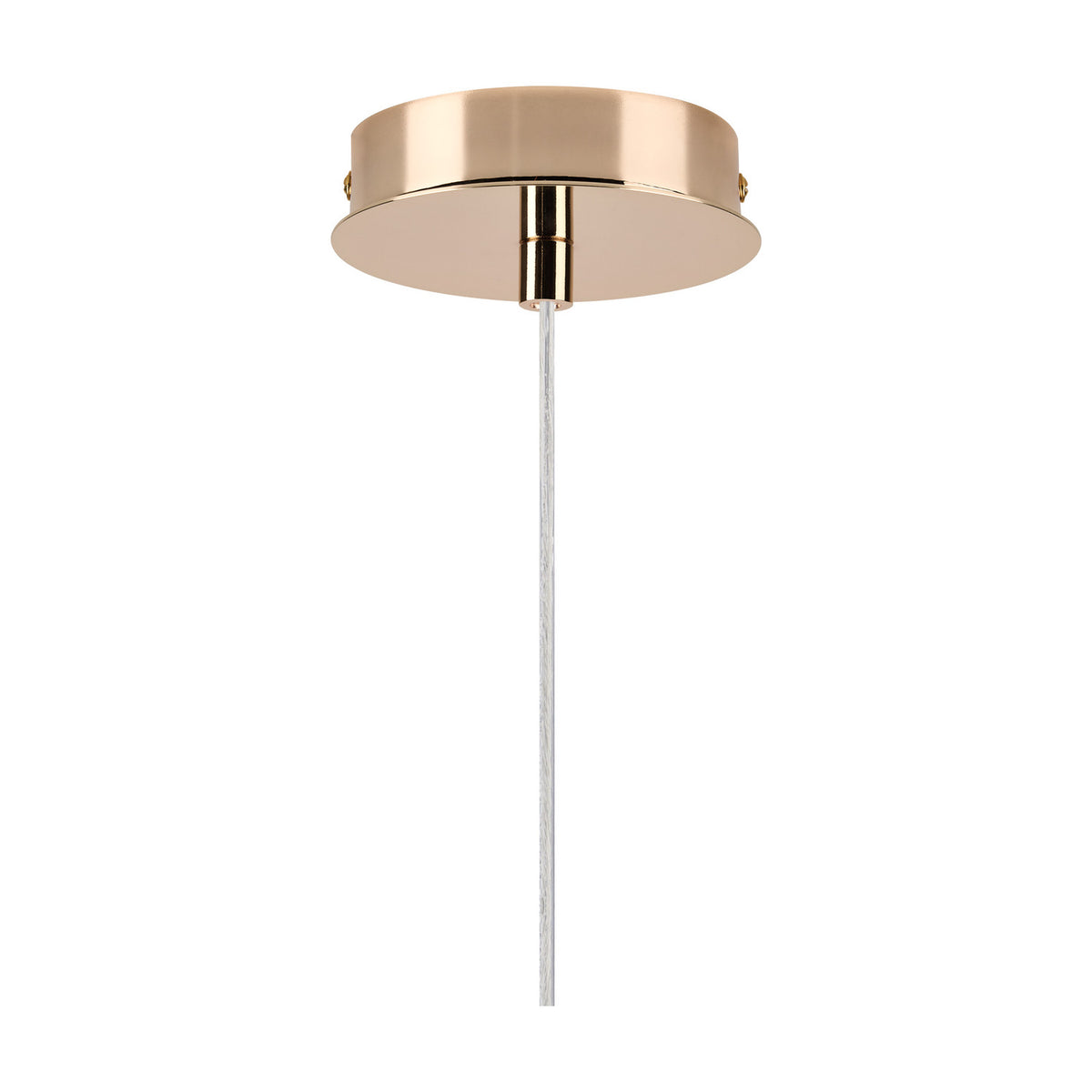 Wick Single G9 Pendant Light in French gold, 11cm round ceiling canopy with slim white flex cord, shown on a plain white background.