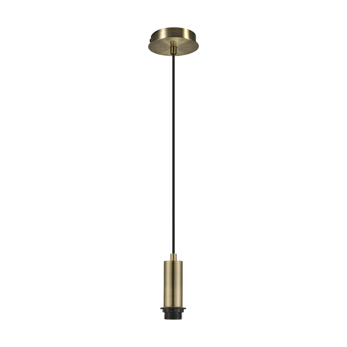 Wick Single E27 Pendant Light 11cm Dia 5m Drop - Antique Brass
