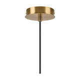 Wick Single E27 Pendant Light in brass gold, showing the round ceiling canopy, small 11cm lampholder body, and black flex drop against a plain white background.