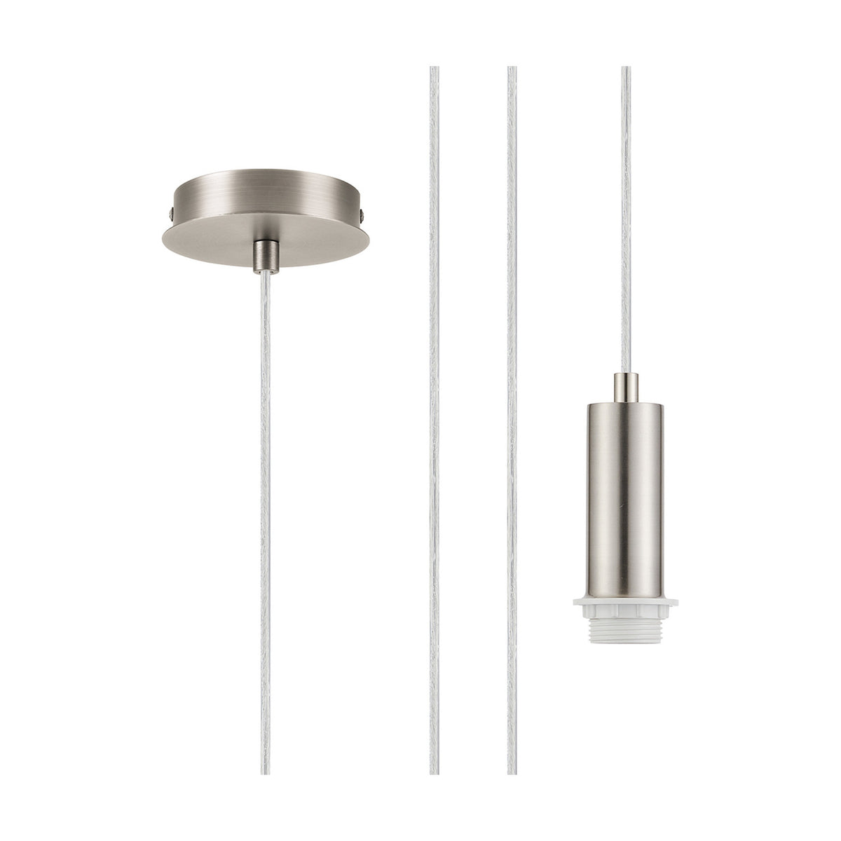 Wick Single E27 Pendant Light 11cm Dia 5m Drop - Satin Nickel
