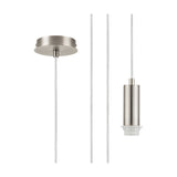 Wick Single E27 Pendant Light 11cm Dia 5m Drop - Satin Nickel