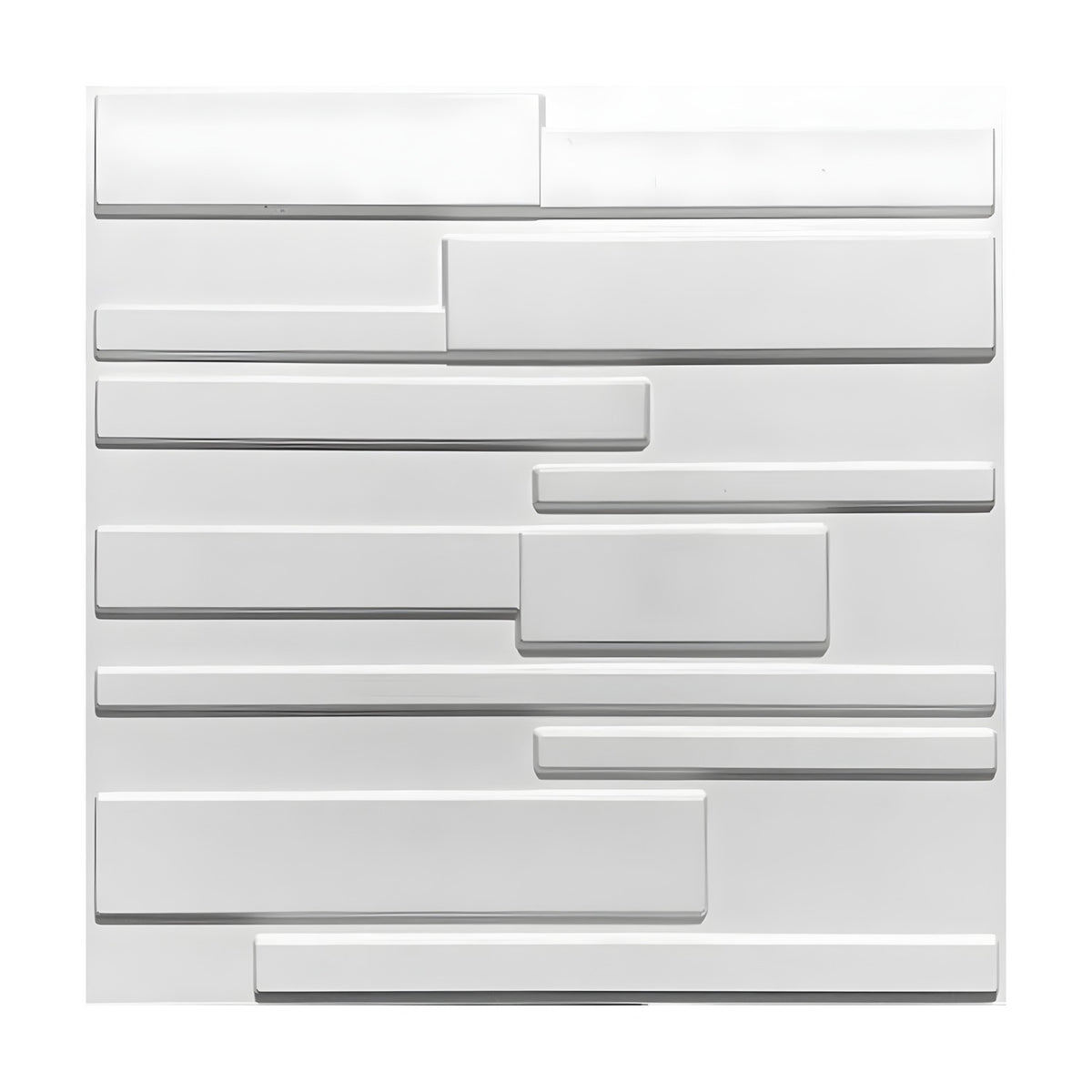 Staggered Brick Strips 3D PVC Wall Panels 50 x 50cm - White | Niori