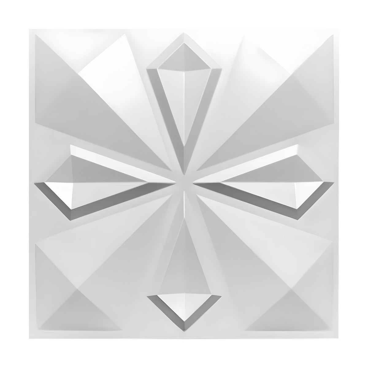Eight-Ray Faceted Starburst 3D PVC Wall Panels 50 x 50cm - White