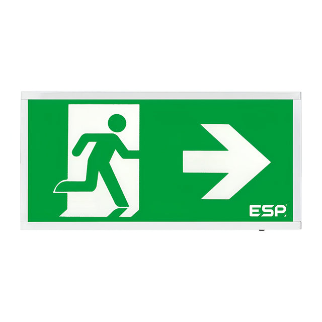 Duceri Emergency Surface Exit Box 3W LED Right Legend Lithium Battery Maintained - White